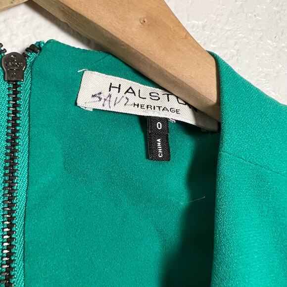 Halston Heritage Green Cutout Wide Leg Jumpsuit Size 0 - Picture 8 of 8